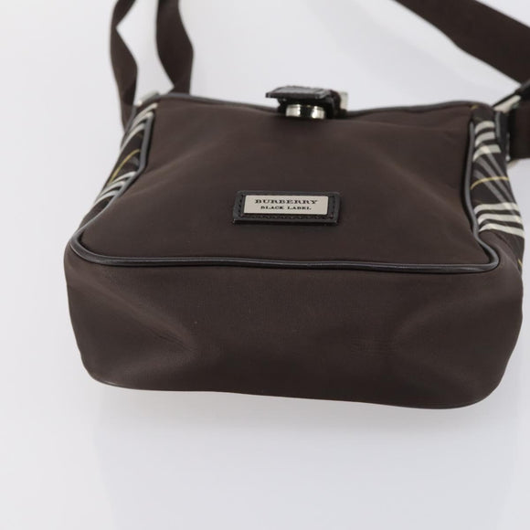 BURBERRY Nova Check Black Blue Label Bag Nylon Canvas 3 Set Brown Auth ti3481