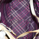 BURBERRY Nova Check Black Blue Label Bag Nylon Canvas 3 Set Brown Auth ti3481-8