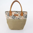 BURBERRY Nova Check Black Blue Label Bag Nylon Canvas 3 Set Brown Auth ti3481-9