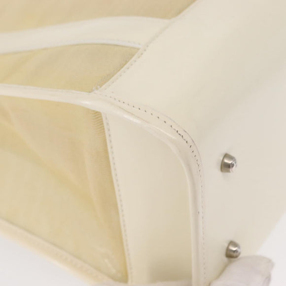 GUCCI Mesh Tote Bag Leather Vinyl Beige Silver 002 1705 0405 Auth ti3484