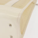 GUCCI Mesh Tote Bag Leather Vinyl Beige Silver 002 1705 0405 Auth ti3484-16