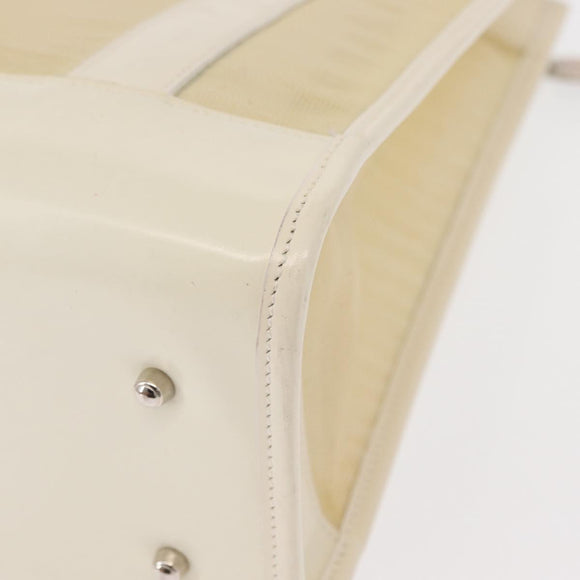 GUCCI Mesh Tote Bag Leather Vinyl Beige Silver 002 1705 0405 Auth ti3484