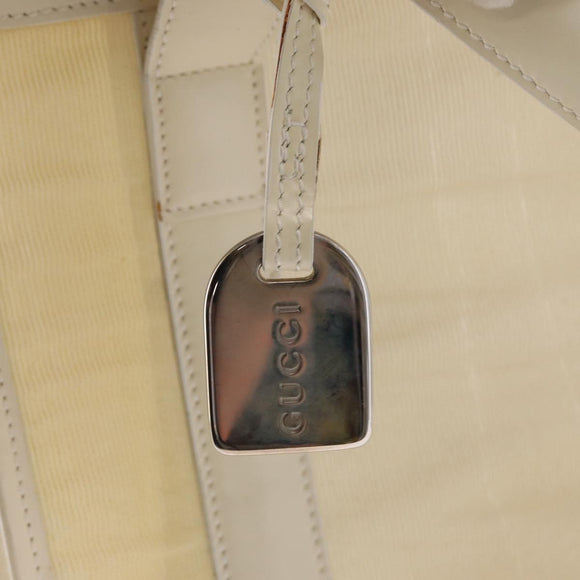 GUCCI Mesh Tote Bag Leather Vinyl Beige Silver 002 1705 0405 Auth ti3484