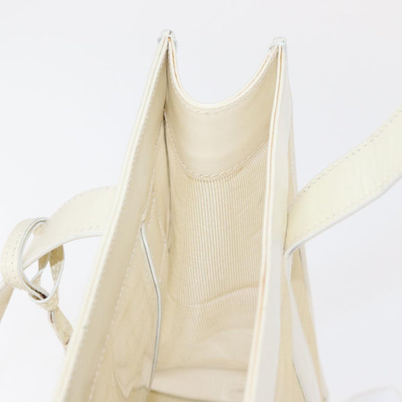 GUCCI Mesh Tote Bag Leather Vinyl Beige Silver 002 1705 0405 Auth ti3484