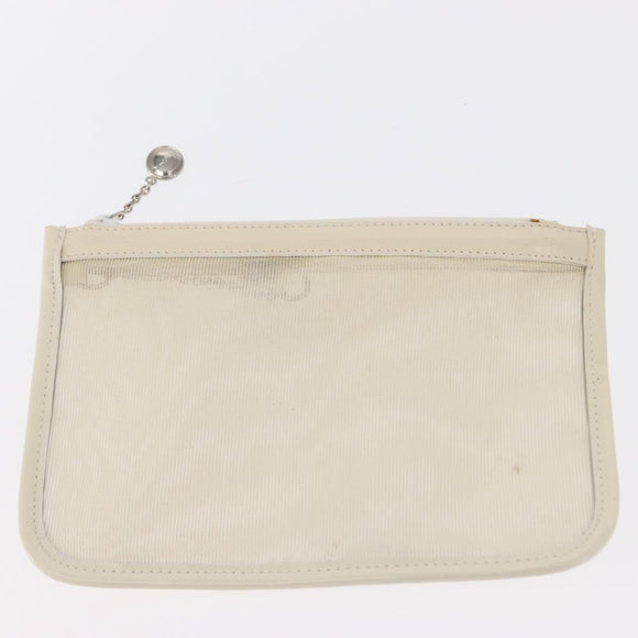 GUCCI Mesh Tote Bag Leather Vinyl Beige Silver 002 1705 0405 Auth ti3484