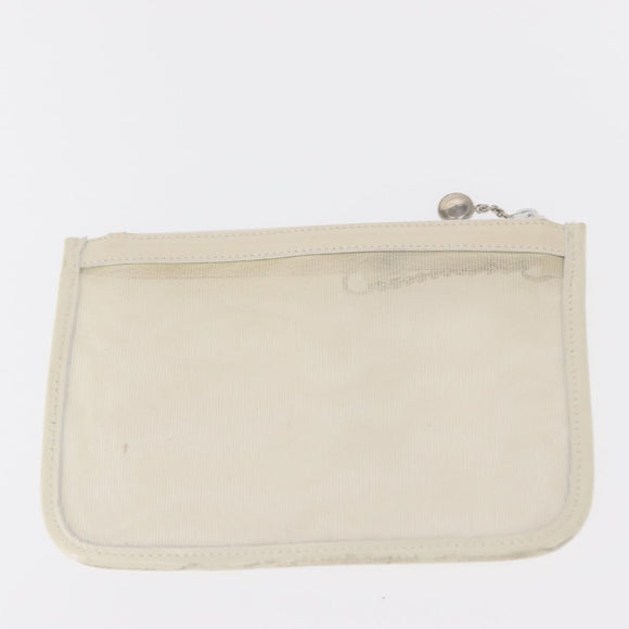 GUCCI Mesh Tote Bag Leather Vinyl Beige Silver 002 1705 0405 Auth ti3484