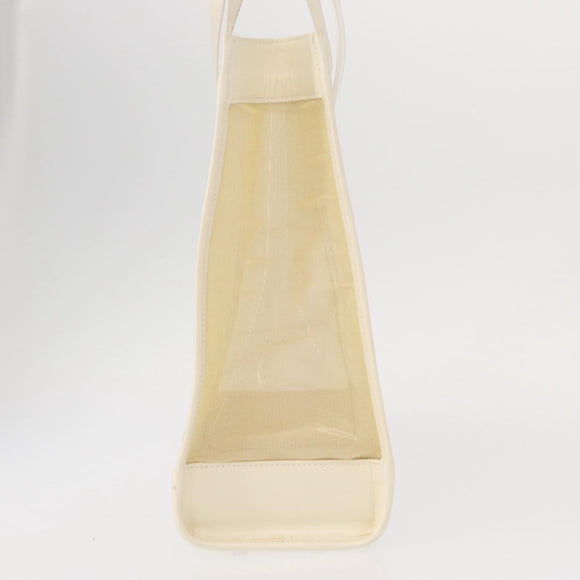 GUCCI Mesh Tote Bag Leather Vinyl Beige Silver 002 1705 0405 Auth ti3484