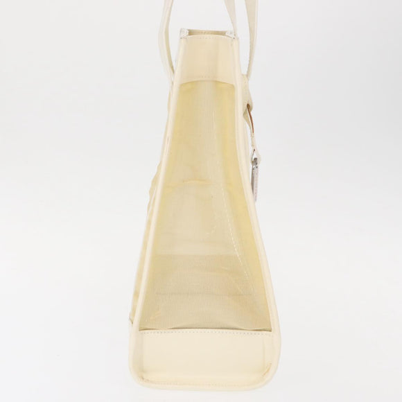 GUCCI Mesh Tote Bag Leather Vinyl Beige Silver 002 1705 0405 Auth ti3484