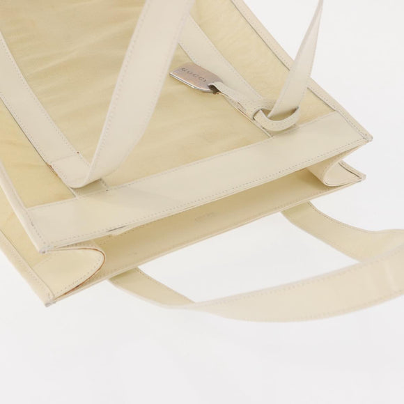 GUCCI Mesh Tote Bag Leather Vinyl Beige Silver 002 1705 0405 Auth ti3484