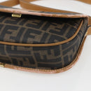FENDI Zucca Canvas Shoulder Bag PVC Black Brown gold Auth ti3485-9