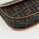 FENDI Zucca Canvas Shoulder Bag PVC Black Brown gold Auth ti3485-14