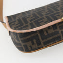 FENDI Zucca Canvas Shoulder Bag PVC Black Brown gold Auth ti3485-16