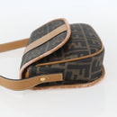 FENDI Zucca Canvas Shoulder Bag PVC Black Brown gold Auth ti3485-3