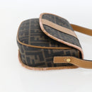 FENDI Zucca Canvas Shoulder Bag PVC Black Brown gold Auth ti3485-4