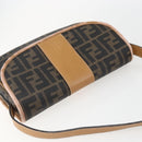FENDI Zucca Canvas Shoulder Bag PVC Black Brown gold Auth ti3485-6