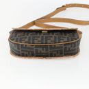 FENDI Zucca Canvas Shoulder Bag PVC Black Brown gold Auth ti3485-5