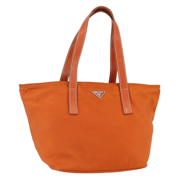 PRADA Hand Bag Nylon Orange Silver Auth ti3486