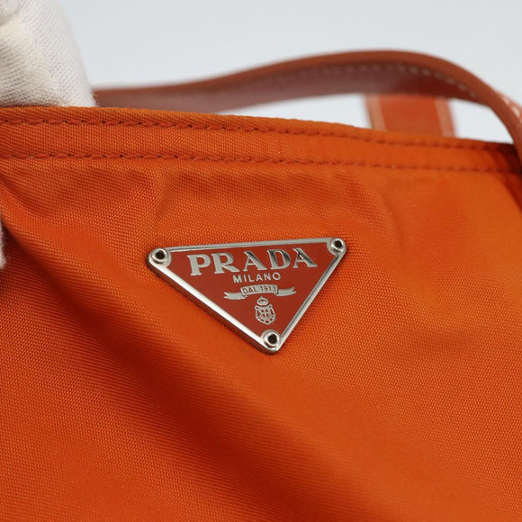 PRADA Hand Bag Nylon Orange Silver Auth ti3486