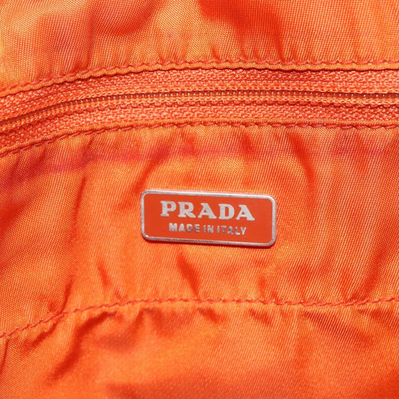 PRADA Hand Bag Nylon Orange Silver Auth ti3486