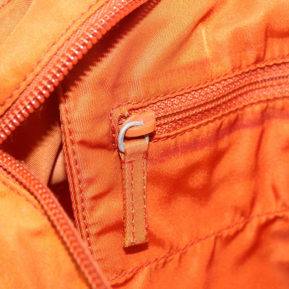 PRADA Hand Bag Nylon Orange Silver Auth ti3486