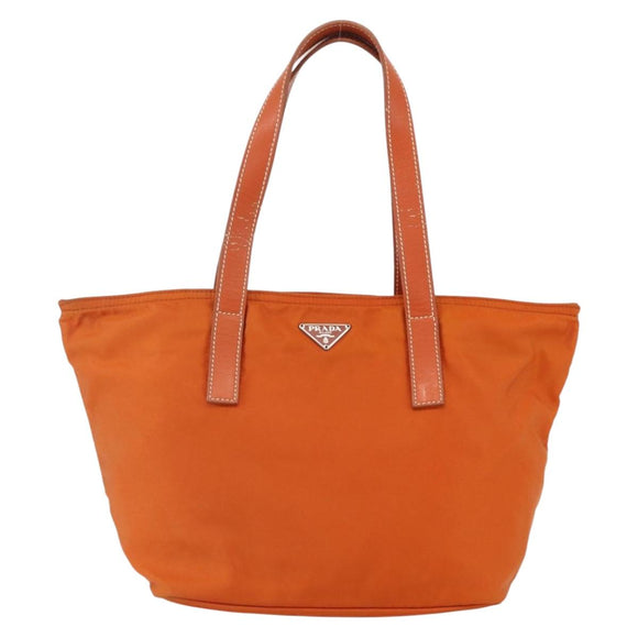 PRADA Hand Bag Nylon Orange Silver Auth ti3486