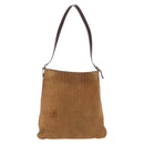 CELINE C Macadam Canvas Shoulder Bag Suede Brown Gold Auth ti3487-1