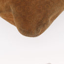 CELINE C Macadam Canvas Shoulder Bag Suede Brown Gold Auth ti3487-9