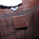 CELINE C Macadam Canvas Shoulder Bag Suede Brown Gold Auth ti3487-10