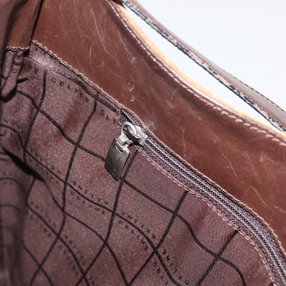CELINE C Macadam Canvas Shoulder Bag Suede Brown Gold Auth ti3487