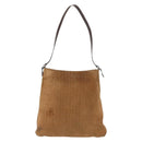 CELINE C Macadam Canvas Shoulder Bag Suede Brown Gold Auth ti3487-13