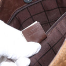 CELINE C Macadam Canvas Shoulder Bag Suede Brown Gold Auth ti3487-12