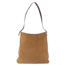 CELINE C Macadam Canvas Shoulder Bag Suede Brown Gold Auth ti3487-2