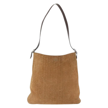 CELINE C Macadam Canvas Shoulder Bag Suede Brown Gold Auth ti3487 - 0