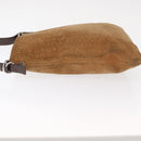 CELINE C Macadam Canvas Shoulder Bag Suede Brown Gold Auth ti3487-4