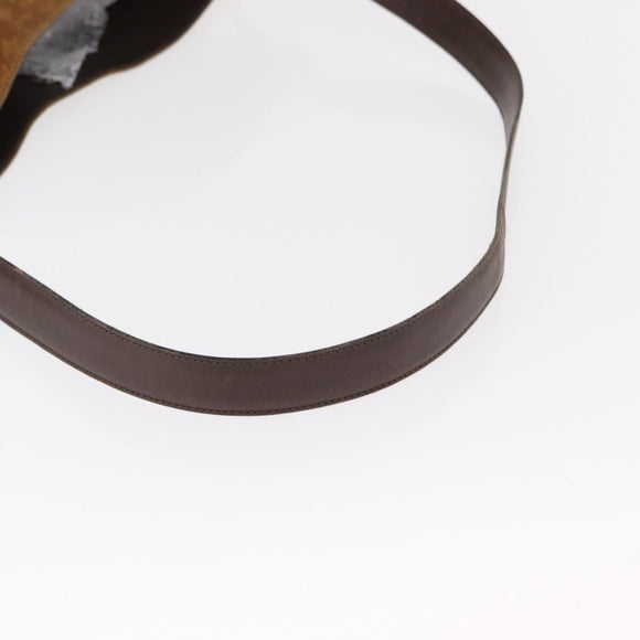 CELINE C Macadam Canvas Shoulder Bag Suede Brown Gold Auth ti3487