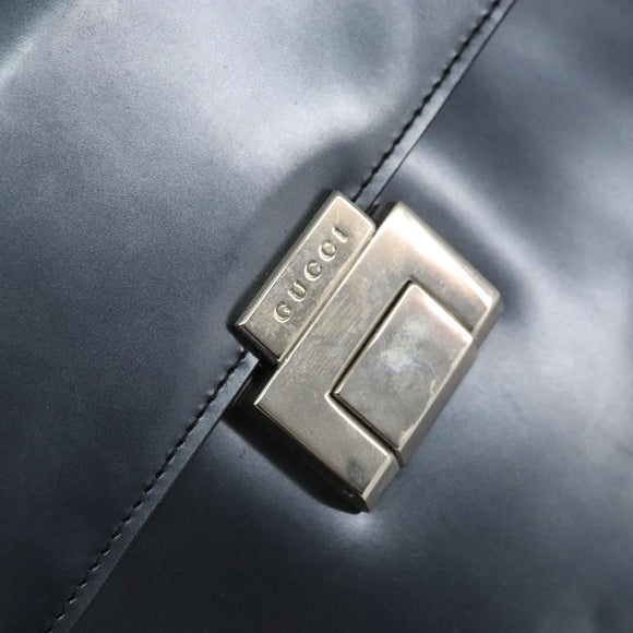 GUCCI Hand Bag Leather Blue Silver 000 1364 1306 Auth ti3490