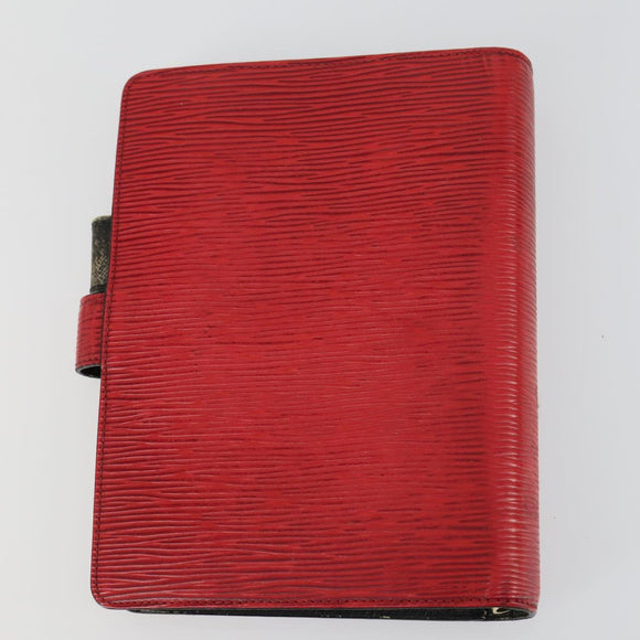 LOUIS VUITTON Epi Agenda MM Day Planner Cover 2 Set Red Brown LV Auth ti3496