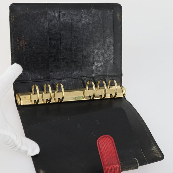 LOUIS VUITTON Epi Agenda MM Day Planner Cover 2 Set Red Brown LV Auth ti3496