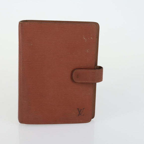 LOUIS VUITTON Epi Agenda MM Day Planner Cover 2 Set Red Brown LV Auth ti3496