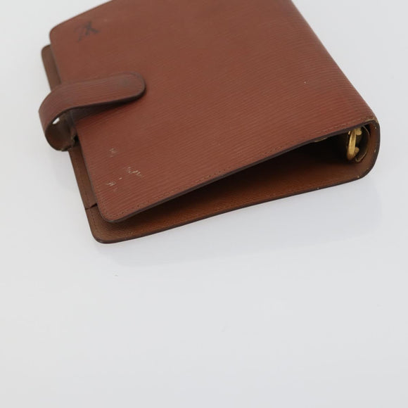 LOUIS VUITTON Epi Agenda MM Day Planner Cover 2 Set Red Brown LV Auth ti3496