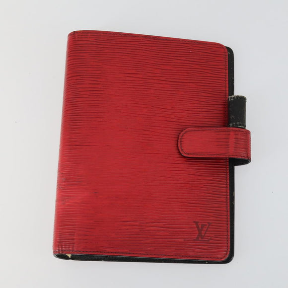 LOUIS VUITTON Epi Agenda MM Day Planner Cover 2 Set Red Brown LV Auth ti3496