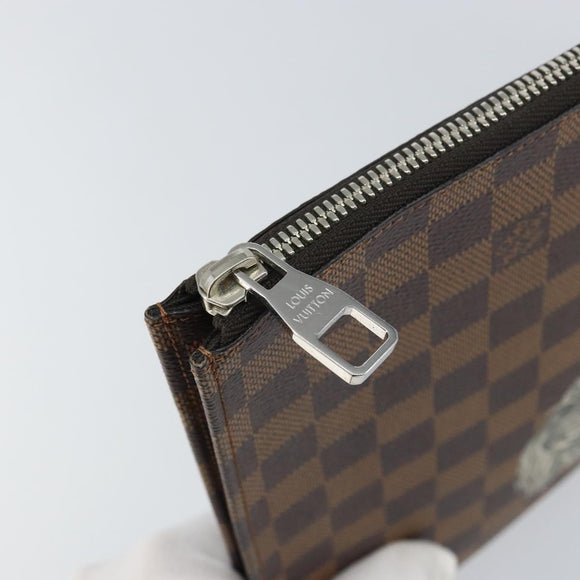 LOUIS VUITTON Damier Savannah Pochette Jules GM Clutch Bag N63345 LV Auth ti3498
