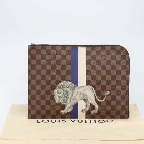 LOUIS VUITTON Damier Savannah Pochette Jules GM Clutch Bag N63345 LV Auth ti3498
