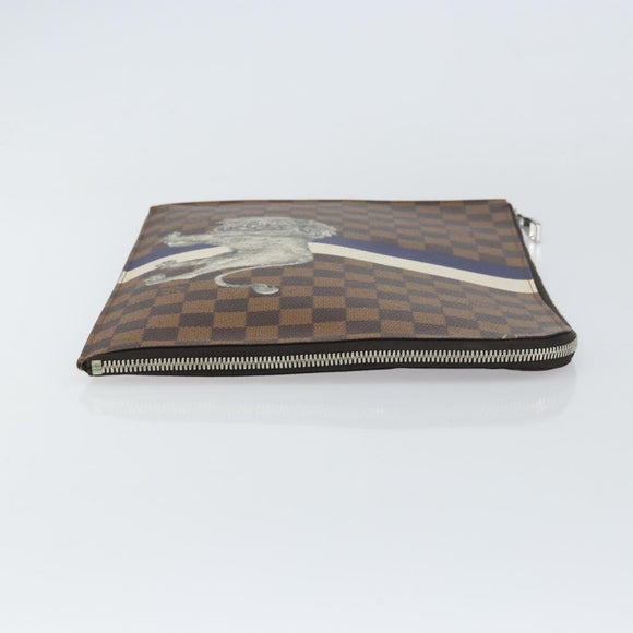 LOUIS VUITTON Damier Savannah Pochette Jules GM Clutch Bag N63345 LV Auth ti3498