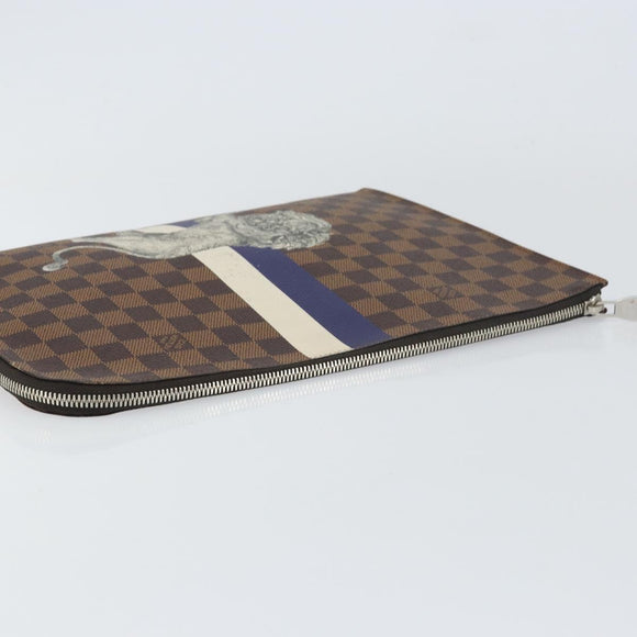 LOUIS VUITTON Damier Savannah Pochette Jules GM Clutch Bag N63345 LV Auth ti3498
