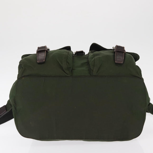 PRADA Backpack Nylon Khaki Silver Auth ti3500
