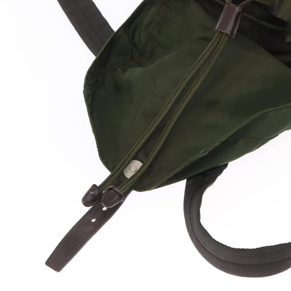 PRADA Backpack Nylon Khaki Silver Auth ti3500