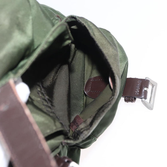 PRADA Backpack Nylon Khaki Silver Auth ti3500