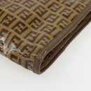 FENDI Zucchino Canvas Shoulder Bag Coated Canvas Brown Auth ti3502-9