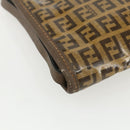 FENDI Zucchino Canvas Shoulder Bag Coated Canvas Brown Auth ti3502-14
